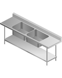 DOUBLE SINK TABLE-CENTRE, 2135x700x900 