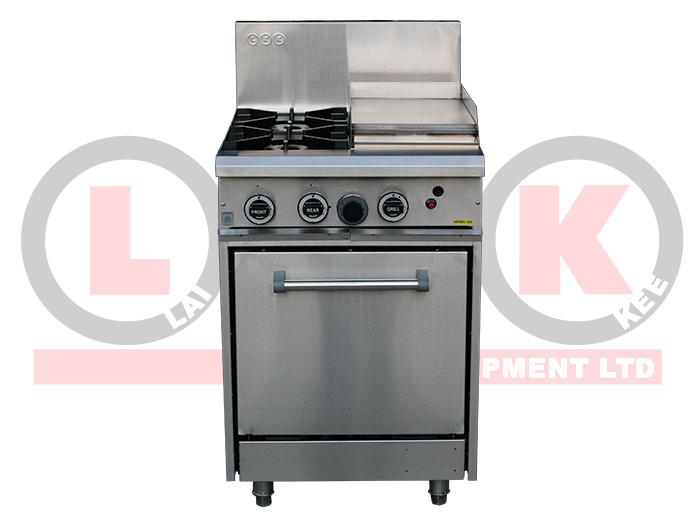 CLEARANCE!! - LKK 2 OPEN BURNER WITH 300mm GRIDDLE + STATIC OVEN