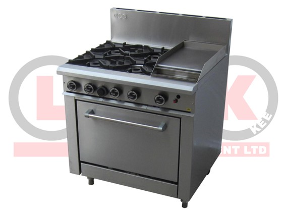 LKK 4 OPEN BURNER WITH 300mm GRIDDLE AND STATIC OVEN