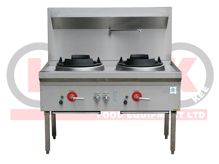 LKK 2-BURNER WOK BENCH - DUCKBILL BURNER/CHIMNEY BURNER